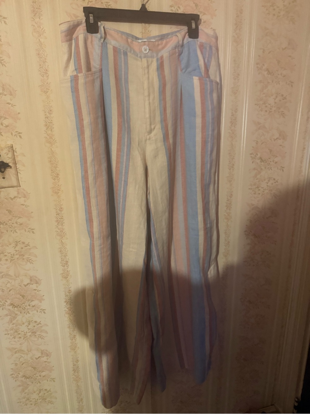 Anthropologie Vertical Stripe Chinos in Blue, Cream & Tan